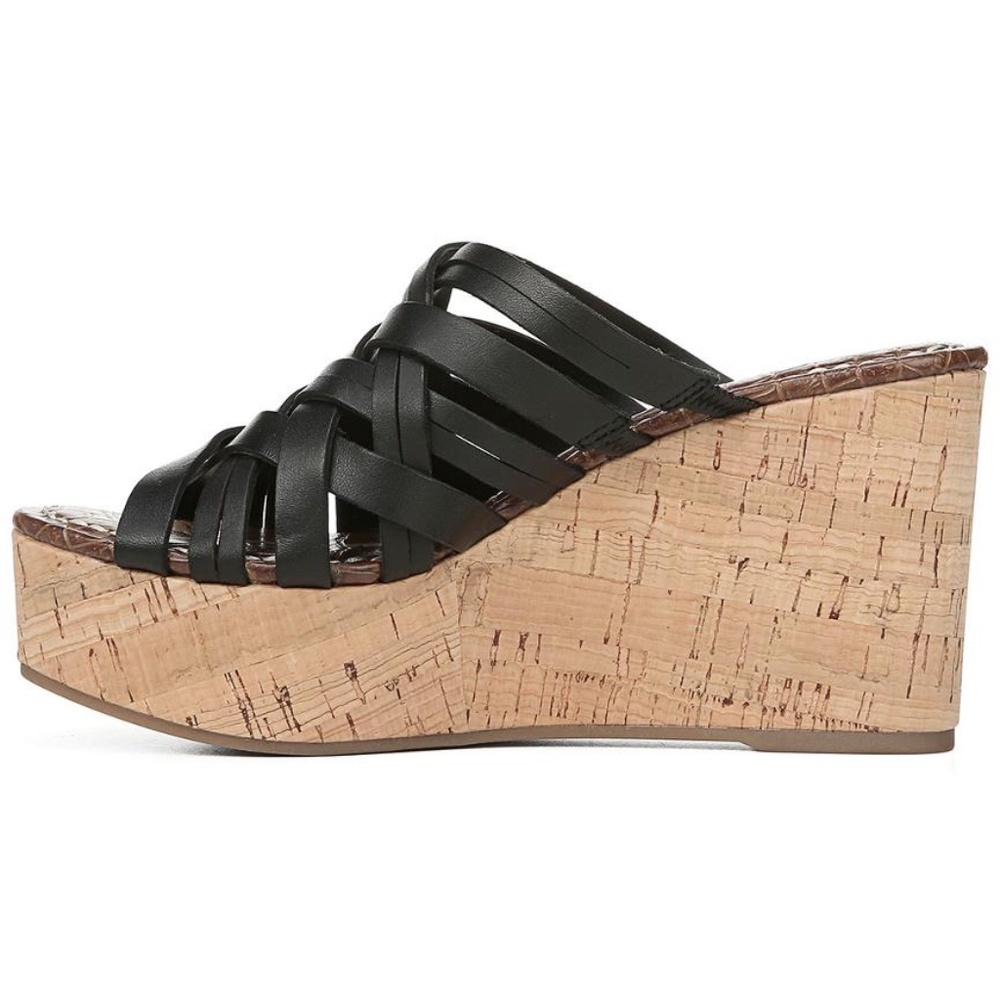 Sam Edelman Devon Leather Woven Wedge Sandals - Black